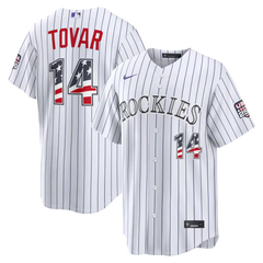 Colorado Rockies Ezequiel Tovar White USA 250 Fourth of July Home Stitched Jersey