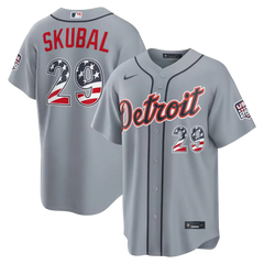 Detroit Tigers Tarik Skubal Gray USA 250 Fourth of July Road Stitched Jersey