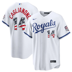 Kansas City Royals Jac Caglianone White USA 250 Fourth of July Home Stitched Jersey