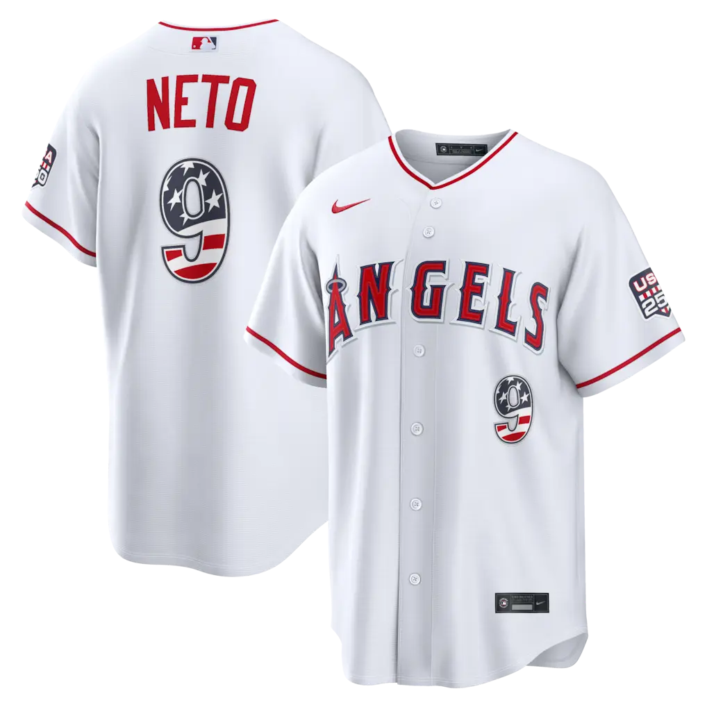 Los Angeles Angels Zach Neto White USA 250 Fourth of July Stitched Jersey