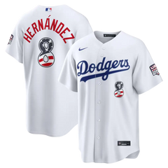 Los Angeles Dodgers Enrique Hernández White USA 250 Fourth of July Home Stitched Jersey