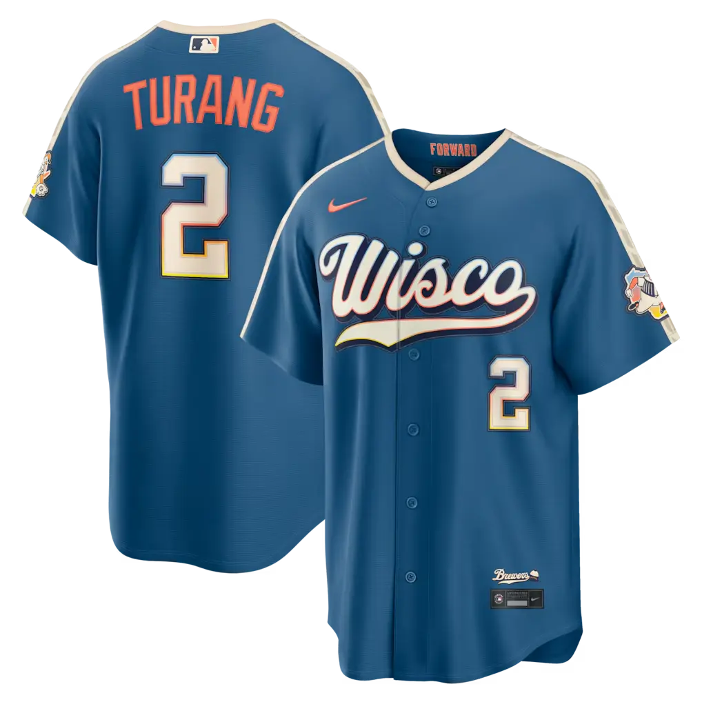 Milwaukee Brewers Brice Turang Mineral Blue 2026 City Connect Jersey Stitched