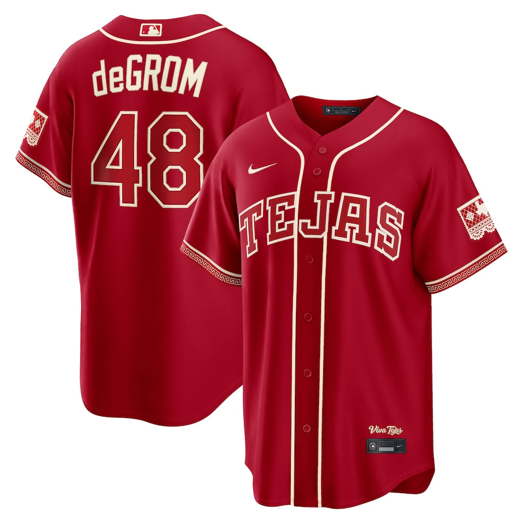 Texas Rangers Jacob deGrom Red 2026 City Connect Jersey Stitched