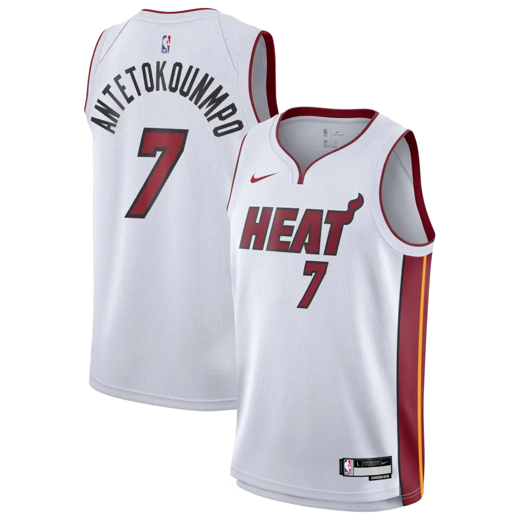 Giannis Antetokounmpo #7 Miami Heat 2026 White Stitched Jersey