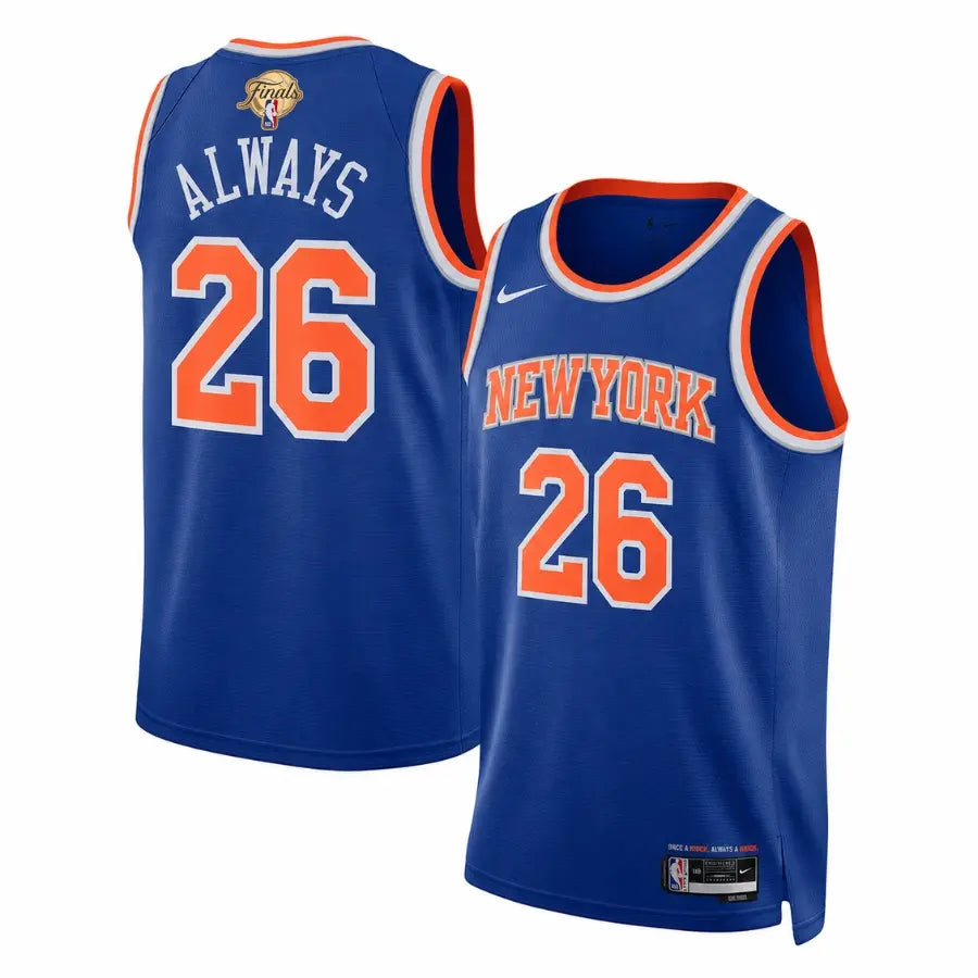 New York Knicks Blue 2026 Finals Champions Always 26 Sewn Down Jersey