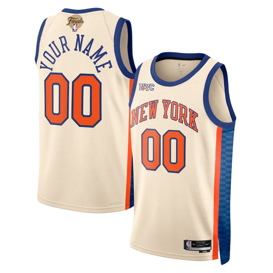 New York Knicks Custom 2026 Finals Patch Cream City Edition Sewn Down Jersey