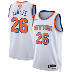 New York Knicks White 2026 Finals Champions Always 26 Sewn Down Jersey