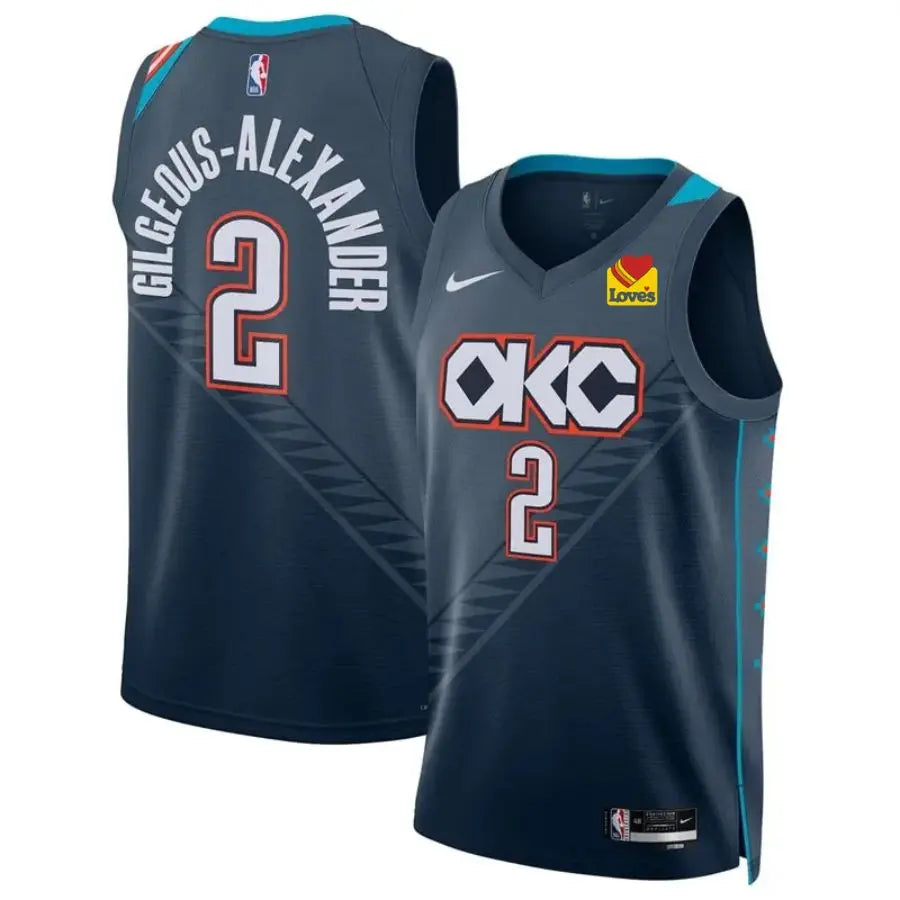 OKC #2 Shai Gilgeous-Alexander Navy 2025-26 City Edition Jersey Stitched