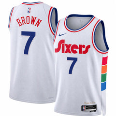 Jaylen Brown 76ers White City Edition Stitched Jersey