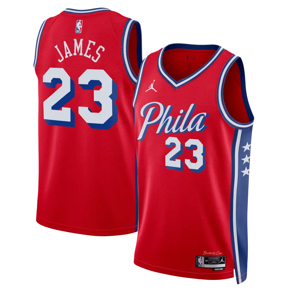 Lebron James Philadelphia 76ers Statement Edition Stitched Jersey - Red