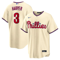 Phillies Bryce Harper Cream Alternate Jersey Stitched
