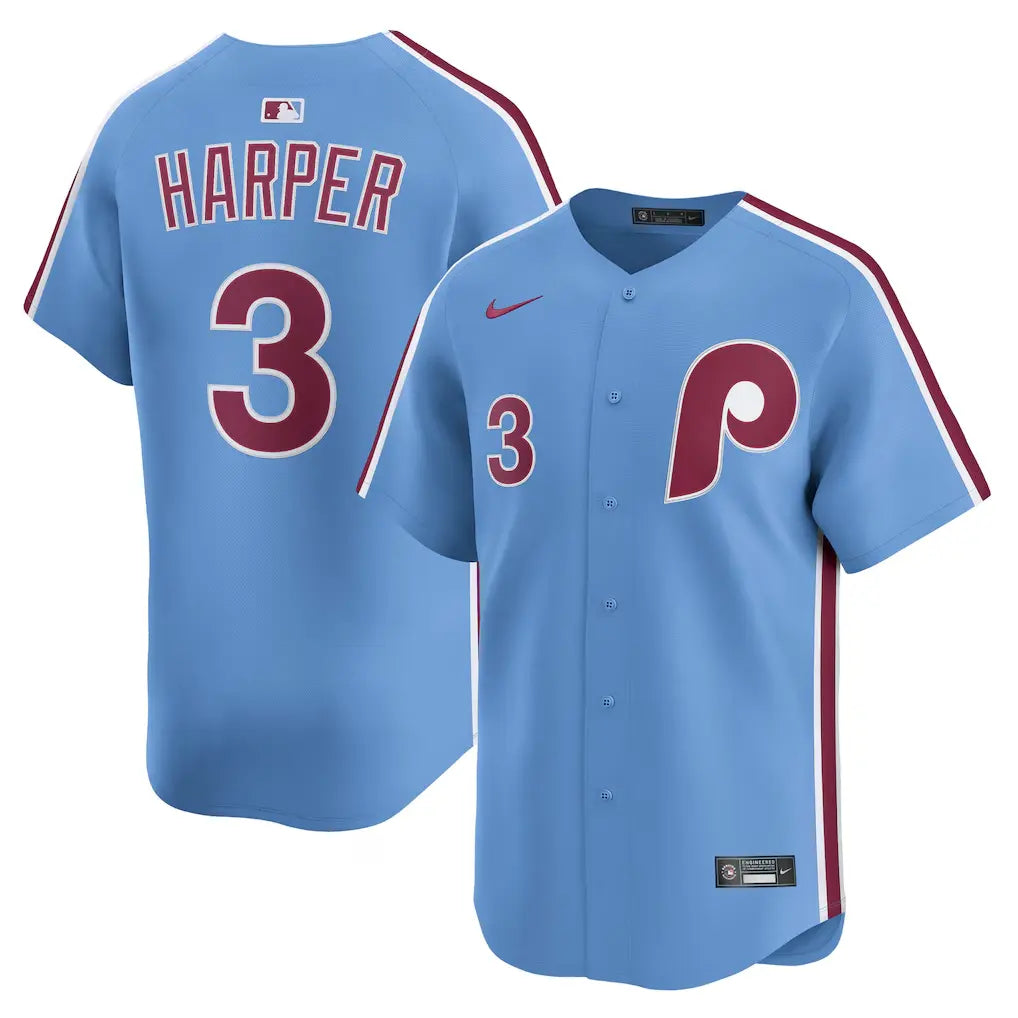 Phillies Bryce Harper Light Blue Alternate Limited Jersey Stitched