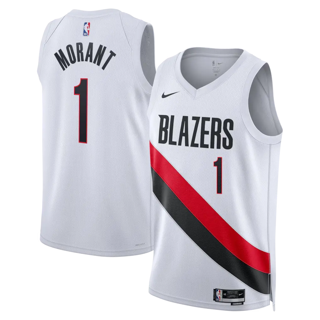Ja Morant #1 Portland Trail Blazers 2026 White Stitched Jersey