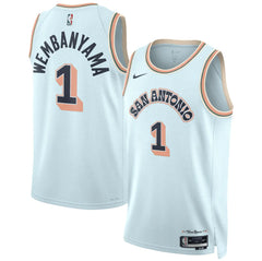 Spurs #1 Victor Wembanyama Light Blue 2024-25 City Jersey - Stitched Edition