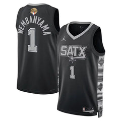 Victor Wembanyama Spurs 2026 Finals Patch Black Statement Stitched Jersey