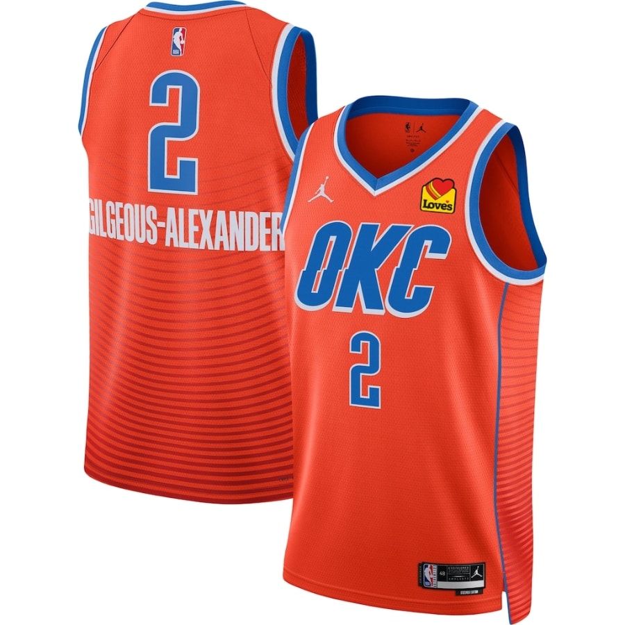 Shai Gilgeous-Alexander #2 OKC Thunder Orange Jersey - Stitched Edition