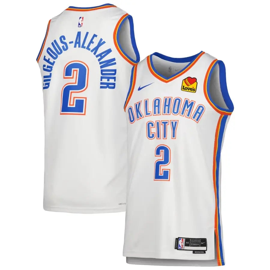 Shai Gilgeous-Alexander #2 OKC Thunder White Jersey - Stitched Edition