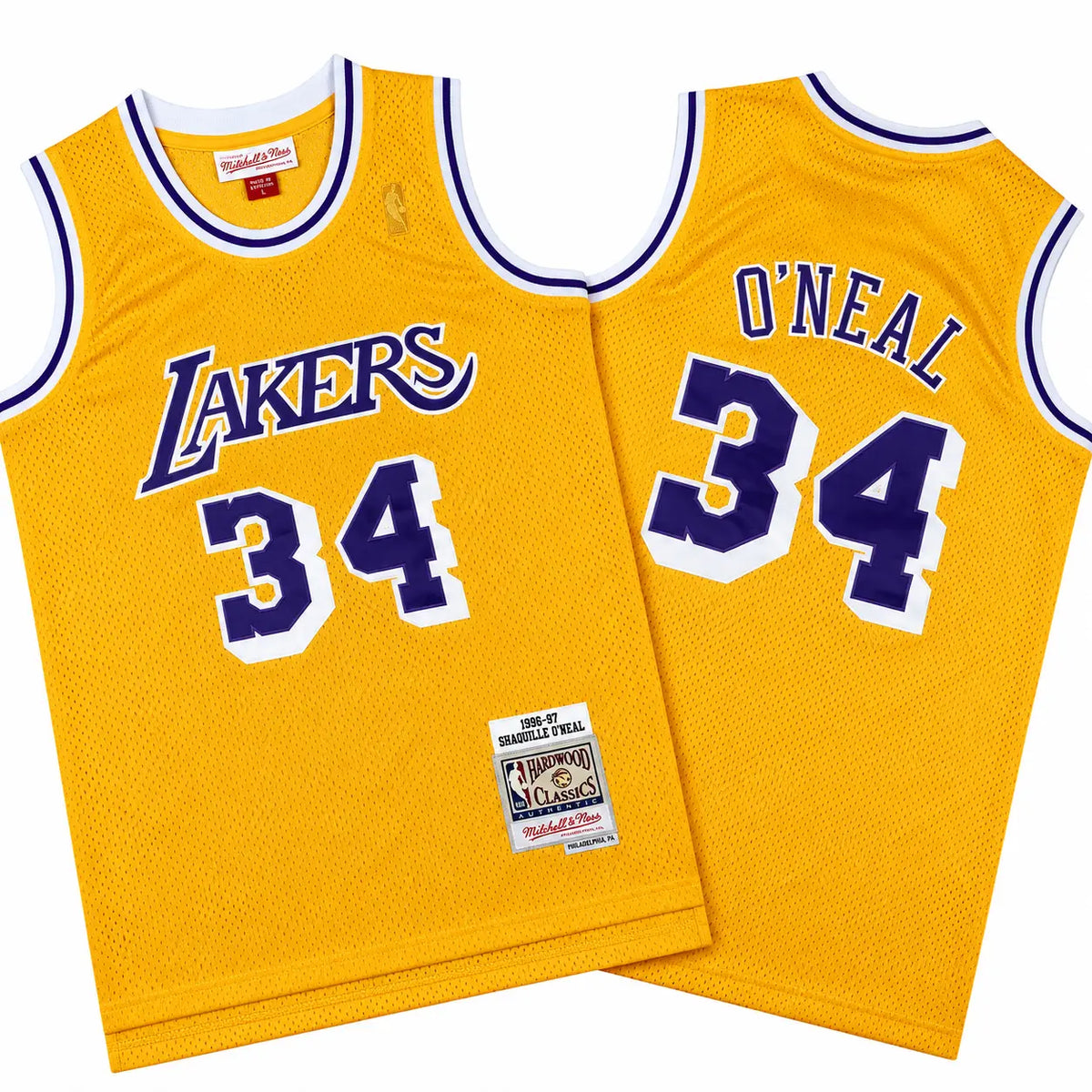 Shaquille O’Neal 34 Lakers Gold 96-97 Stitched Jersey