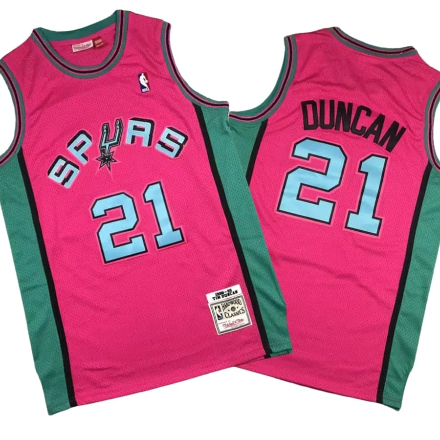 Tim Duncan 21 San Antonio Spurs 1998-99 Swingman Pink Stitched Jersey