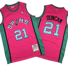 Tim Duncan 21 San Antonio Spurs 1998-99 Swingman Pink Stitched Jersey