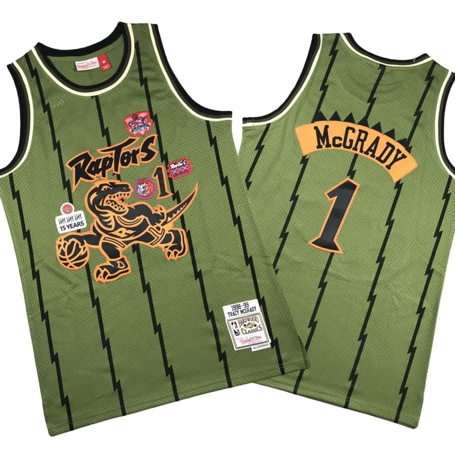 Tracy McGrady 1 Raptors Flight 1997-98 Stitched Jersey - Olive