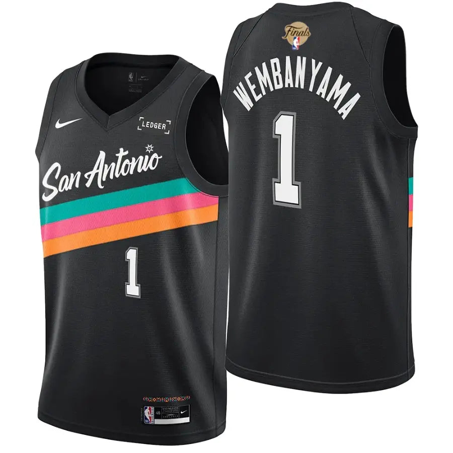 Victor Wembanyama Black Spurs 2026 Finals Patch City Edition Sewn Down Jersey