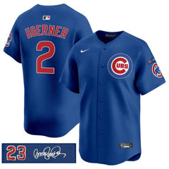 Chicago Cubs #2 Nico Hoerner Royal 'Ryne Sandberg Tribute' Limited Stitched Jersey