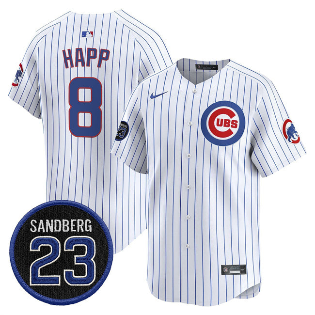 Chicago Cubs #8 lan Happ White 'Ryne Sandberg Tribute' Limited Stitched Jersey