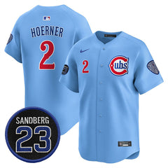 Chicago Cubs #2 Nico Hoerner Blue 'Ryne Sandberg Tribute' Limited Stitched Jersey