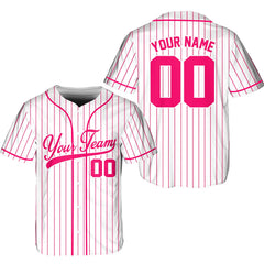 Personalized Team Name & Number Baseball Jersey, Custom Stripe Line Color Baseball Jersey