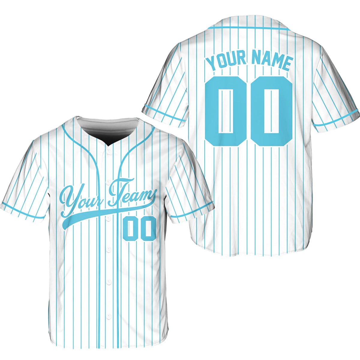 Personalized Team Name & Number Baseball Jersey, Custom Stripe Line Color Baseball Jersey