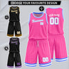Basketball Set Jersey, Pink White Pinstripe White-Light Blue Design